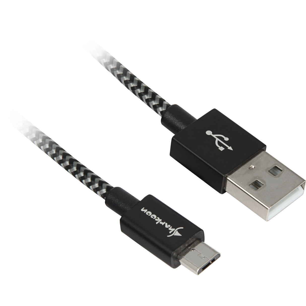 Sharkoon USB 2.0-kabel, USB-A > micro-USB B (sort grå, 0,5 meter)