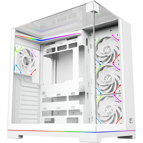 Xyz PC Gear Tesseract A-RGB Midi Tower-hus (hvid | 2x USB-A | 1x USB-C | RGB | hærdet glas)