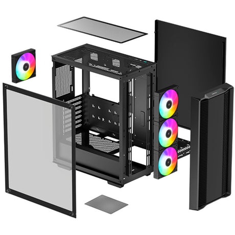 Deepcool cc560 argb v2 midi tower housing (black | 2x usb-a | rgb | tempered glass)