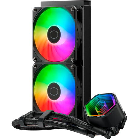 Cooler master masterliquid 240 core ii argb vandkøling (sort, 4-benet pwm blæserstik)