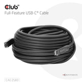 Club 3D fuldfunktions USB-C-kabel, 15m (sort, 8k60hz 10gbps 60w)
