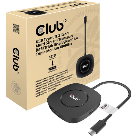 Club 3D USB-C 3.2 MST Hub DisplayPort 1.4-adapter (sort)