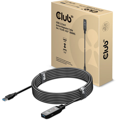 Club 3D USB 3.2 Gen1 Active Repeater forlængerkabel (sort, 5 meter)