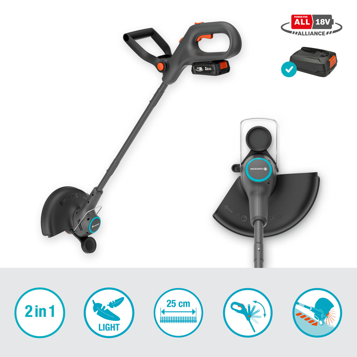 Gardena trimmer easytrim 25 18v p4a sæt