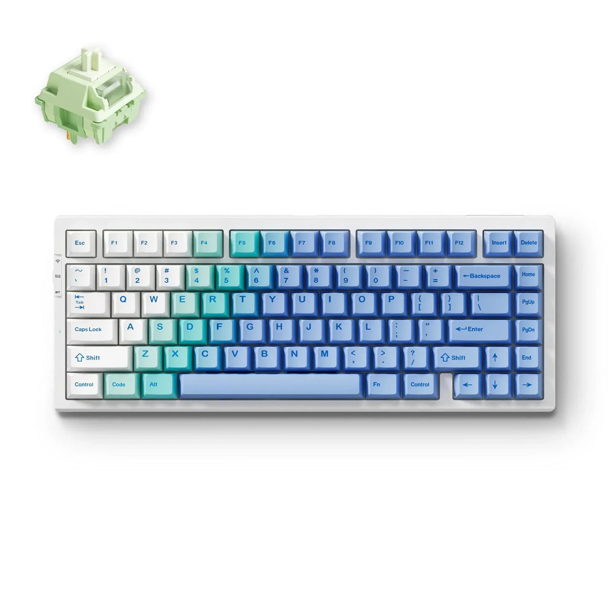 Mchose G75 Pro Arctic Snow Matcha Latte V2 Tri-mode pakningsstruktur Gaming Mekanisk RGB gaming tastatur (hvidt, amerikansk layout (Qwerty), Huano Matcha Latte V2, 75%, RGB, Hot Swap, Double-Shot PBT, Trådløs | Bluetooth | USB-C)