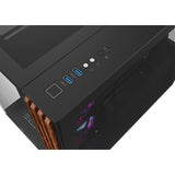 Thermaltake view 380 ws argb midi tårnhus (sort træfarve | 2x USB-A | 1x USB-C | RGB | hærdet glas)