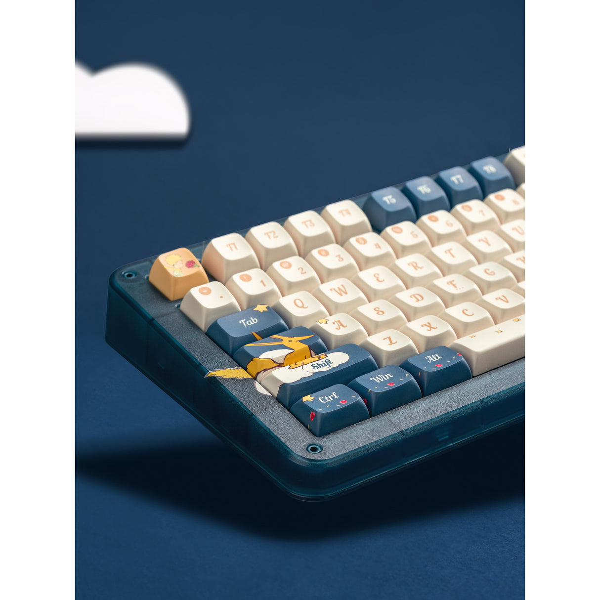 Iqunix zx75 sky støder på trådløst mekanisk tastatur (blåt, us-layout (qwerty), iqunix silent rose, 75%, rgb-lysdioder, hot-swappable, double-shot pbt, 2,4ghz | bluetooth 5.1 | usb-c)