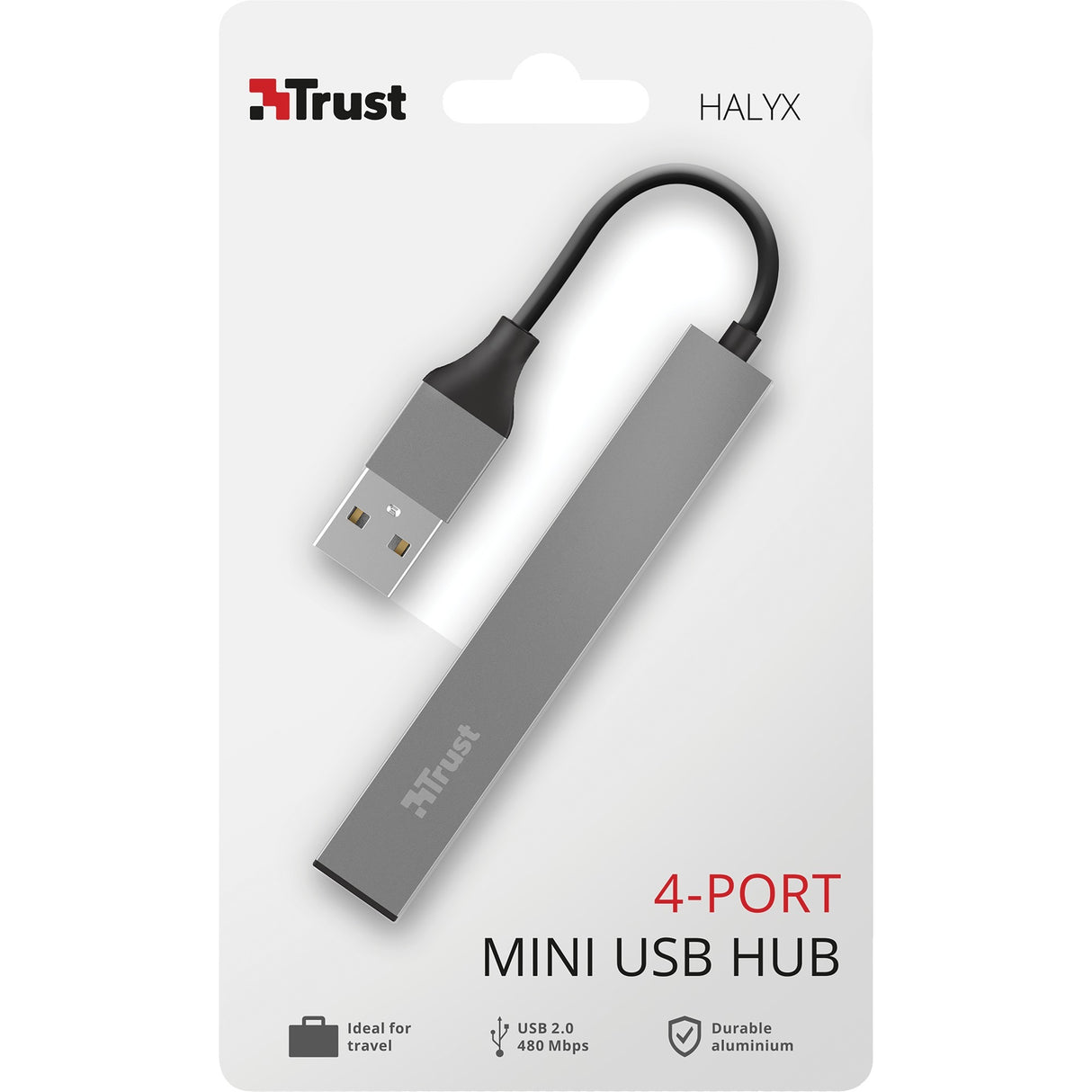 Trust halyx aluminium 4-ports mini USB hub USB hub (aluminium)
