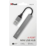 Trust halyx aluminium 4-ports mini USB hub USB hub (aluminium)