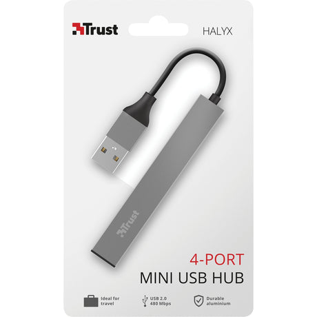 Trust halyx aluminium 4-ports mini USB hub USB hub (aluminium)