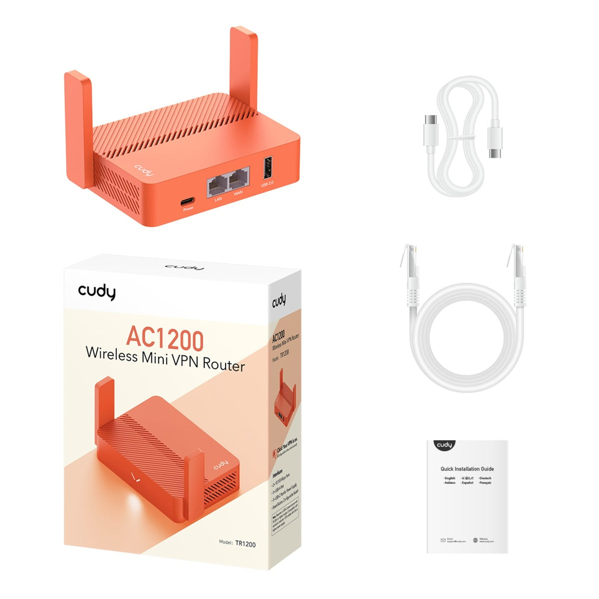 Cudy ac1200 trådløs mini vpn router med usb mesh router (mesh)