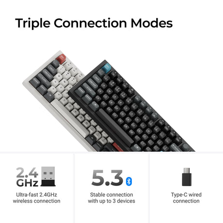 Keychron q3 ultra-m3 8k trådløst brugerdefineret mekanisk tastatur (sort, us-layout (qwerty), silke pom brown, 80% (tkl), rgb, hot swap, 8k, 2,4 ghz | bluetooth 5.2 | usb-c)