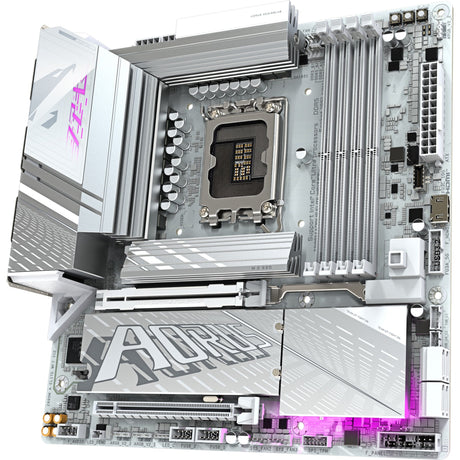 Gigabyte Z890M Aorus Elite WF7 Ice Socket 1851 bundkort (RAID, 2,5 GB-LAN, Wi-Fi 7, BT, lyd, µATX)