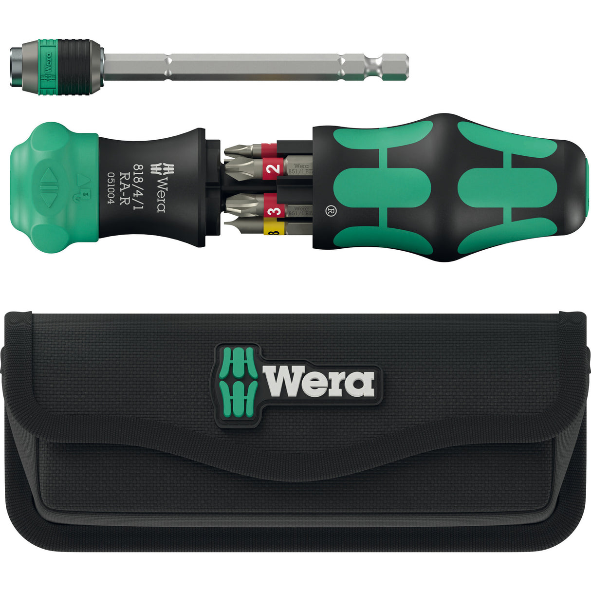 Wera kraftform kompakt 25 ra-r med etui, 6-delt bit sæt (sort grøn)