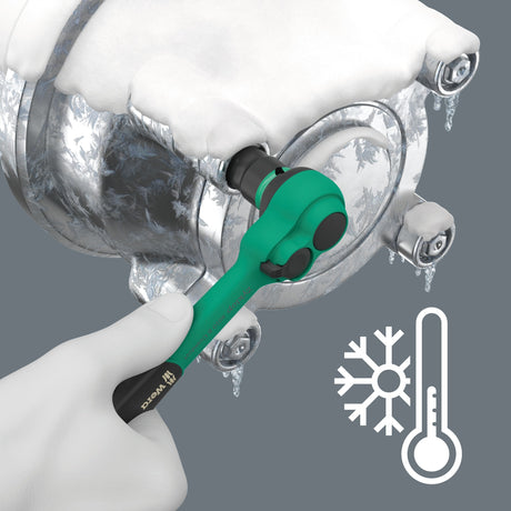 Wera 8010 b zyklop komfort skralde (sort grøn, med koblingspal og 3 8 drev)