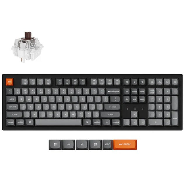 Keychron k10 max-h3 rgb mekanisk tastatur (sort, us-layout (qwerty), super brun, 100%, rgb lysdioder, osa double-shot pbt, hot swap, usb-c | 2.4 ghz | bluetooth 5.1)