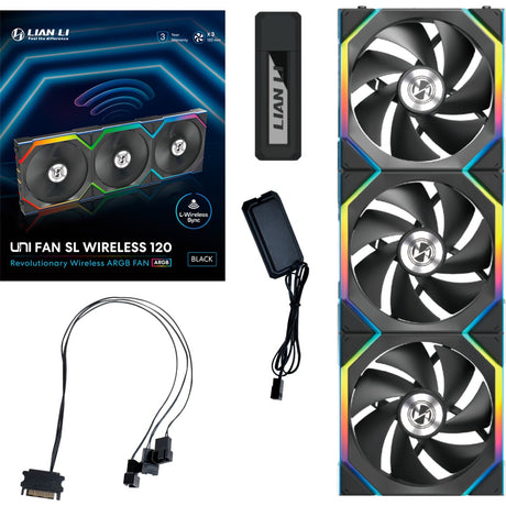 Lian Li Uni Fan SL120 Wireless RGB Case Fans (sort, 3 stykker, 120 x 124,5 x 28 mm, PWM)