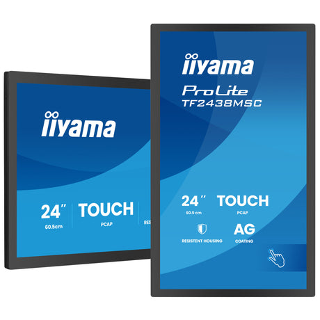 Iiyama prolite tf2438msc-b2 23.8 skærm (sort, 120 Hz, HDMI, skærmport, lyd, USB, touch)