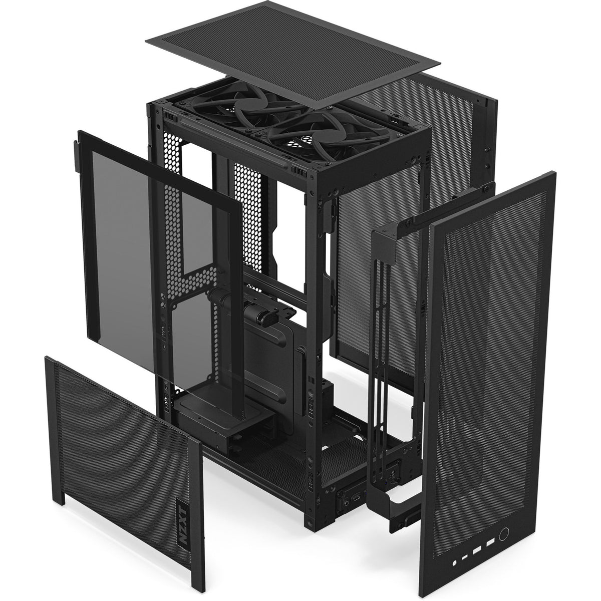 Nzxt h2 flow mini tårnhus (sort | 2x USB-A | 1x USB-C | hærdet glas)