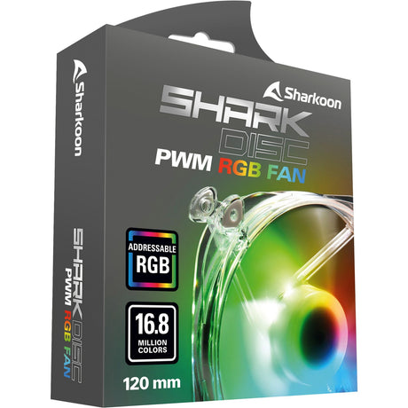Sharkoon shark disc pwm rgb case ventilator (gennemsigtig, 120 x 120 x 25 mm)