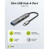 Goobay slim USB-hub med 4 porte, USB-C til USB-C USB-A, 5 Gbit s (lysegrå)
