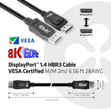 Club 3D Displayport 1.4 Vesa certificeret kabel han-han (sort, 2 meter, 8k 60hz, 32,4gbps)