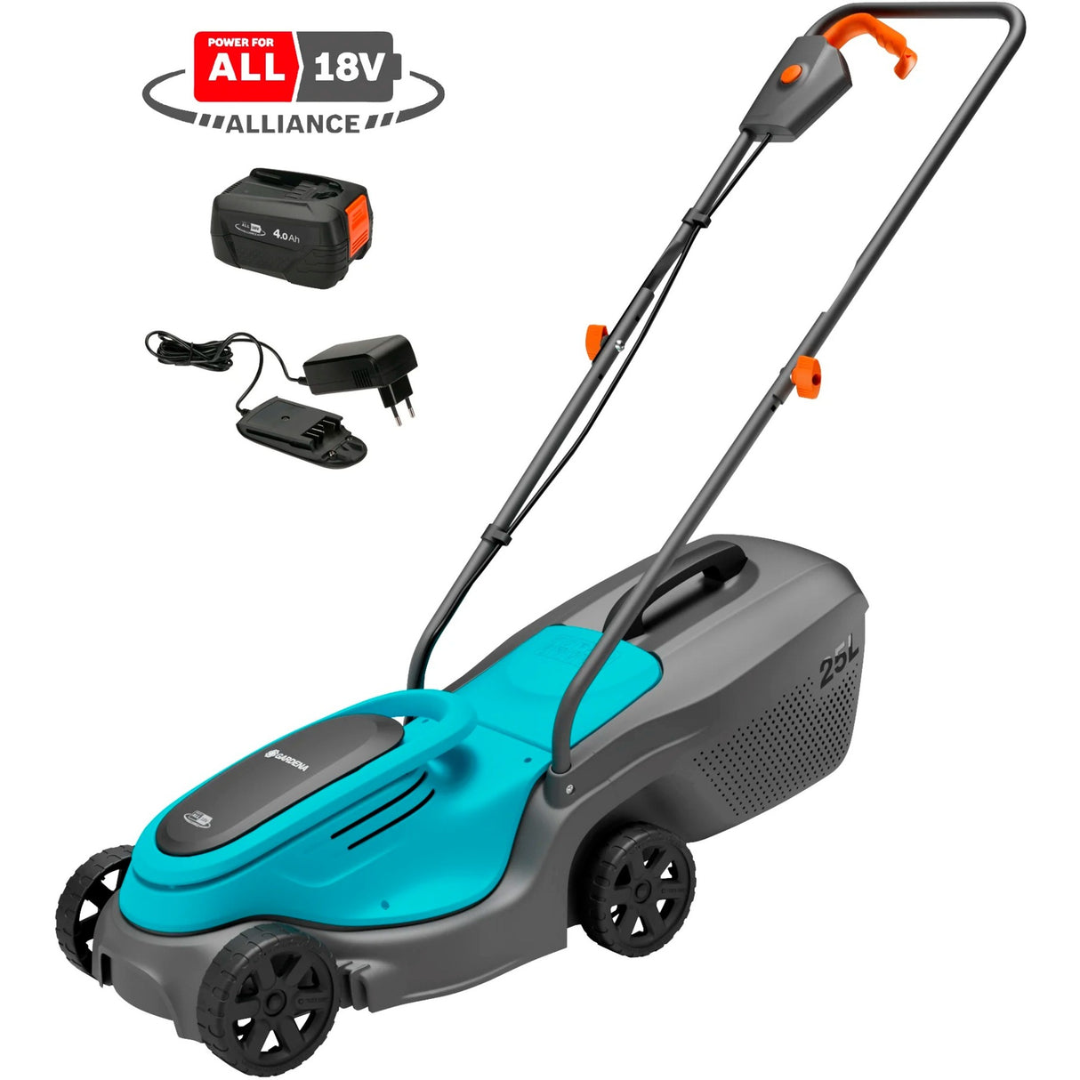 Gardena powermax 30 18v p4a læs plæneklipper batteri inkl. lader 18 v klippebredde max. 300 mm