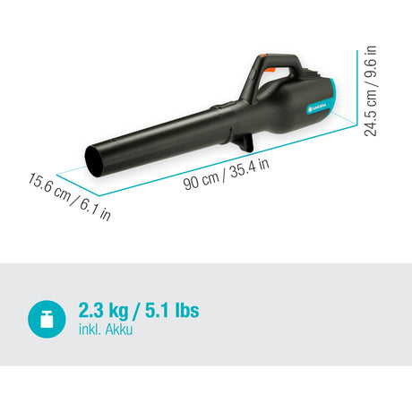 Gardena batteri løvblæser powerjet 18v p4a sæt (grå turkis, 14890-20, batteri inkluderet)