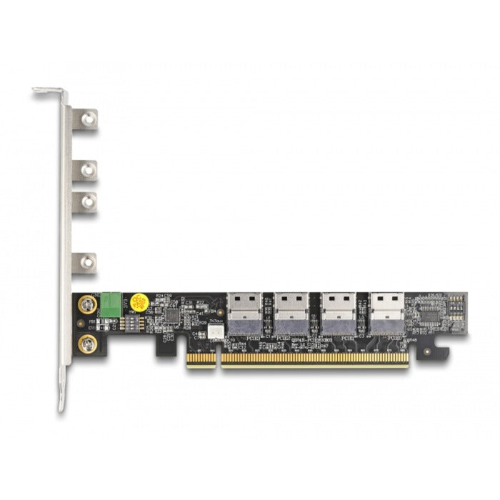 Delock pci express x16-kort til 4 x intern sff-8654 4i nvme netværksadapter