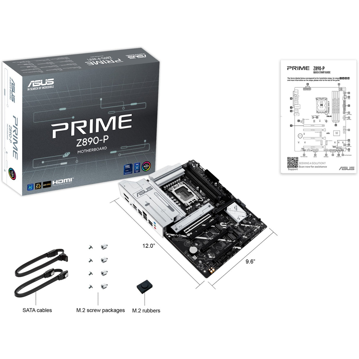 Asus Prime Z890-P Socket 1851 bundkort (RAID, 2,5 GB-LAN, lyd, ATX)