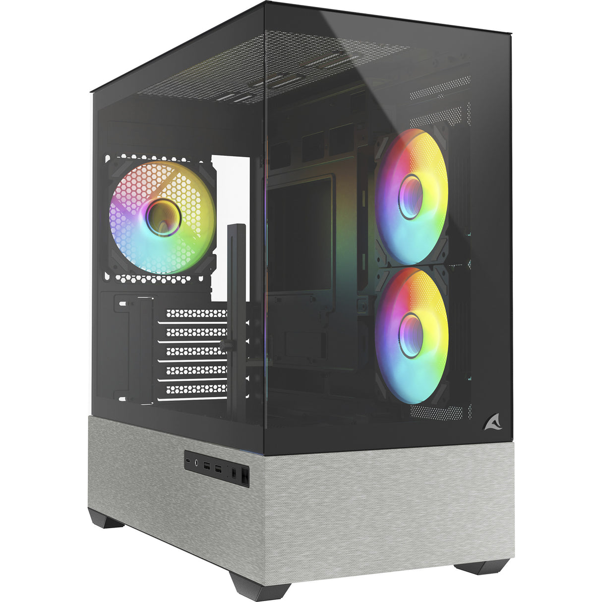 Sharkoon mk7 argb mini tårnhus (sort | 2x USB-A | 1x USB-C | RGB | hærdet glas)