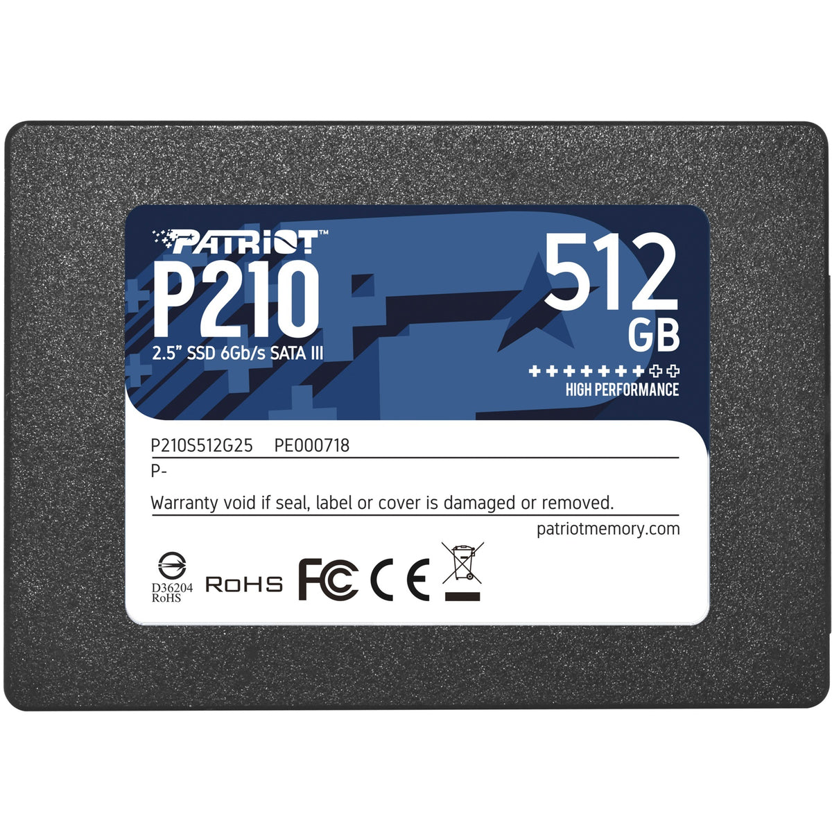 Patriot p210, 512 GB SSD (sort, p210s512g25, sata iii)