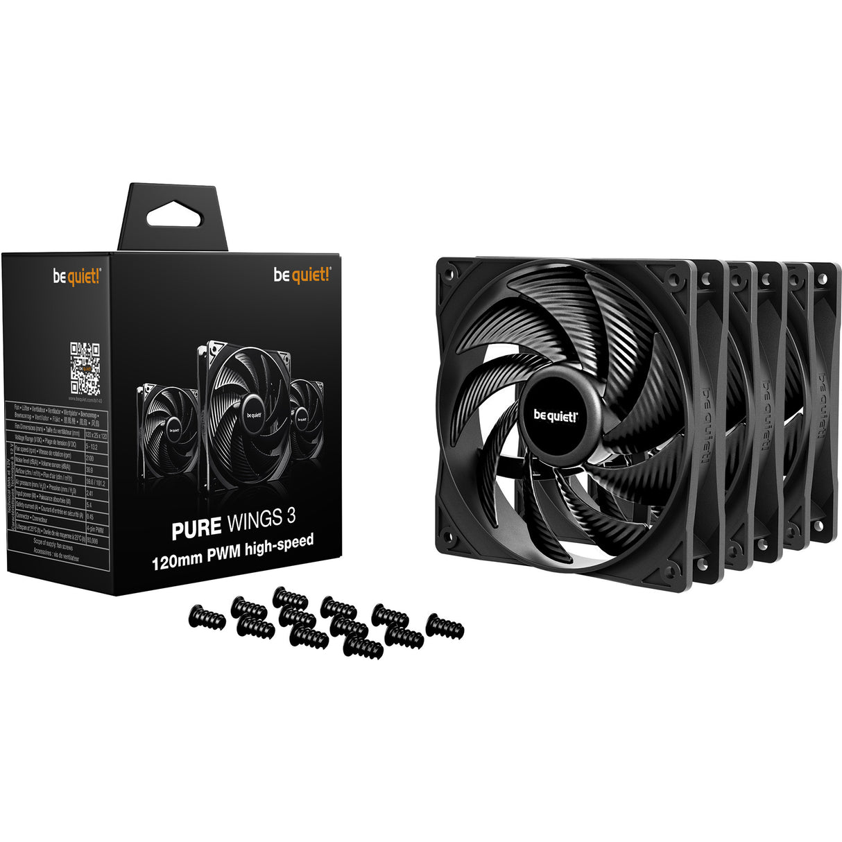 Vær stille! pure wings 3 højhastigheds ventilatorer (sort, 3 stk, 120 x 120 x 25 mm, pwm)