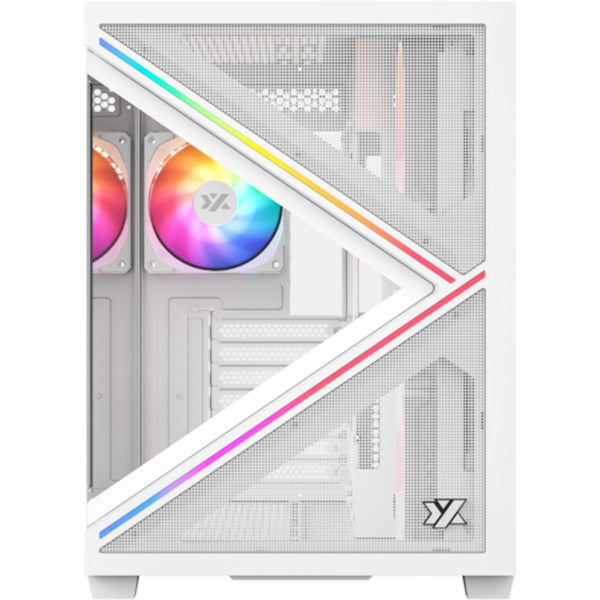 Xyz PC Gear Qubex Midi Tower-hus (hvid | 2x USB-A | 1x USB-C | Hærdet glas)