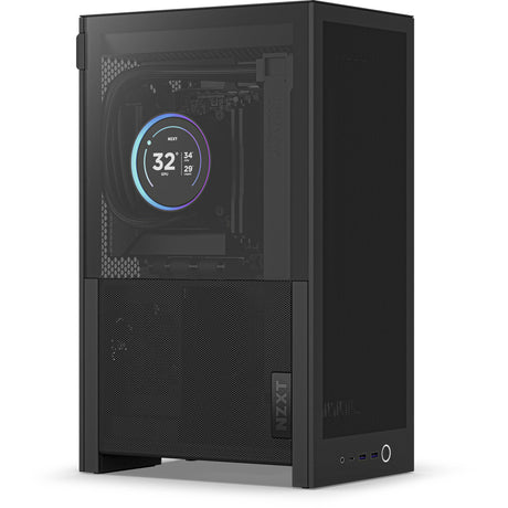 Nzxt h2 flow mini tårnhus (sort | 2x USB-A | 1x USB-C | hærdet glas)