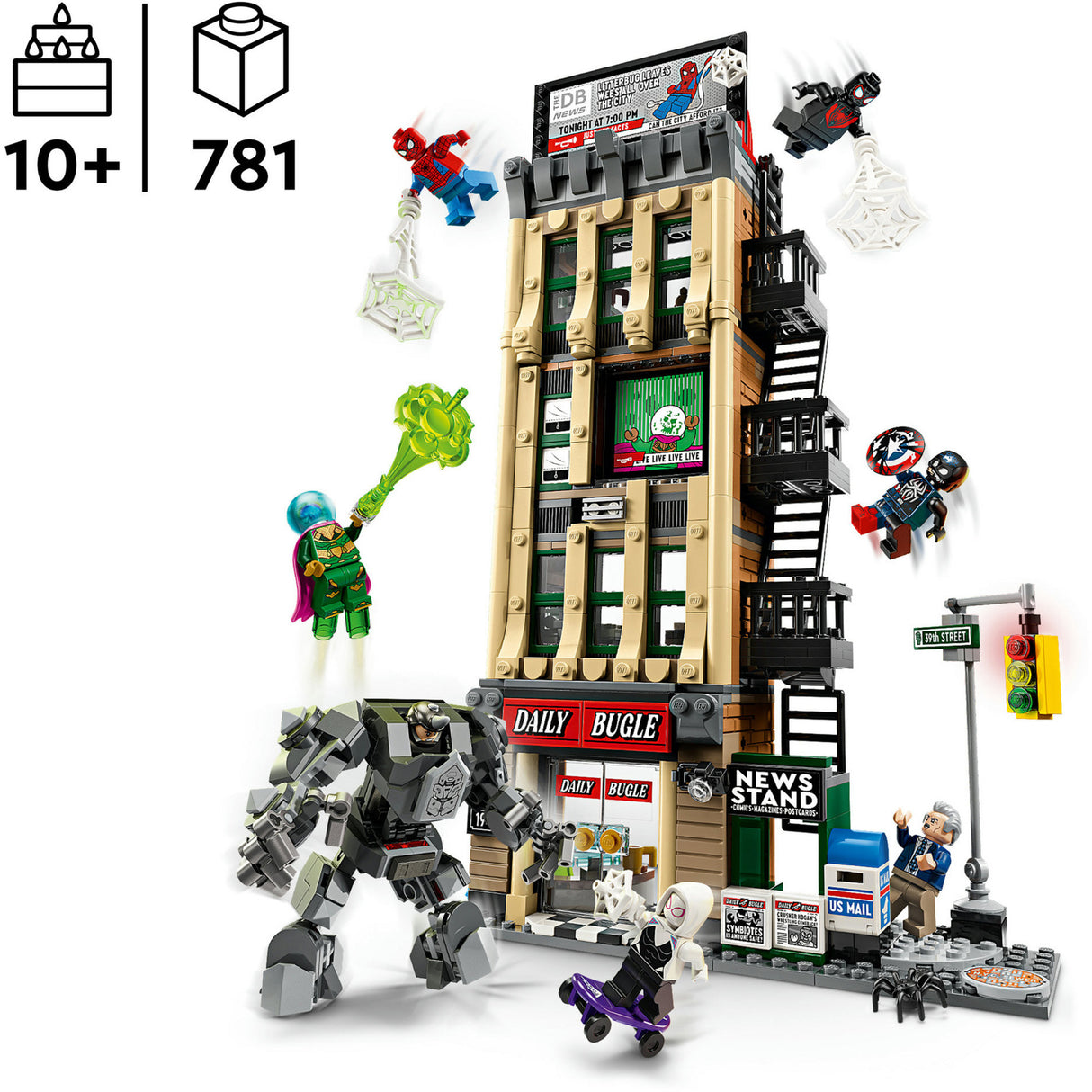 Lego superhelte 76342 marvel spider-man vs. mysterio: den daglige bugle