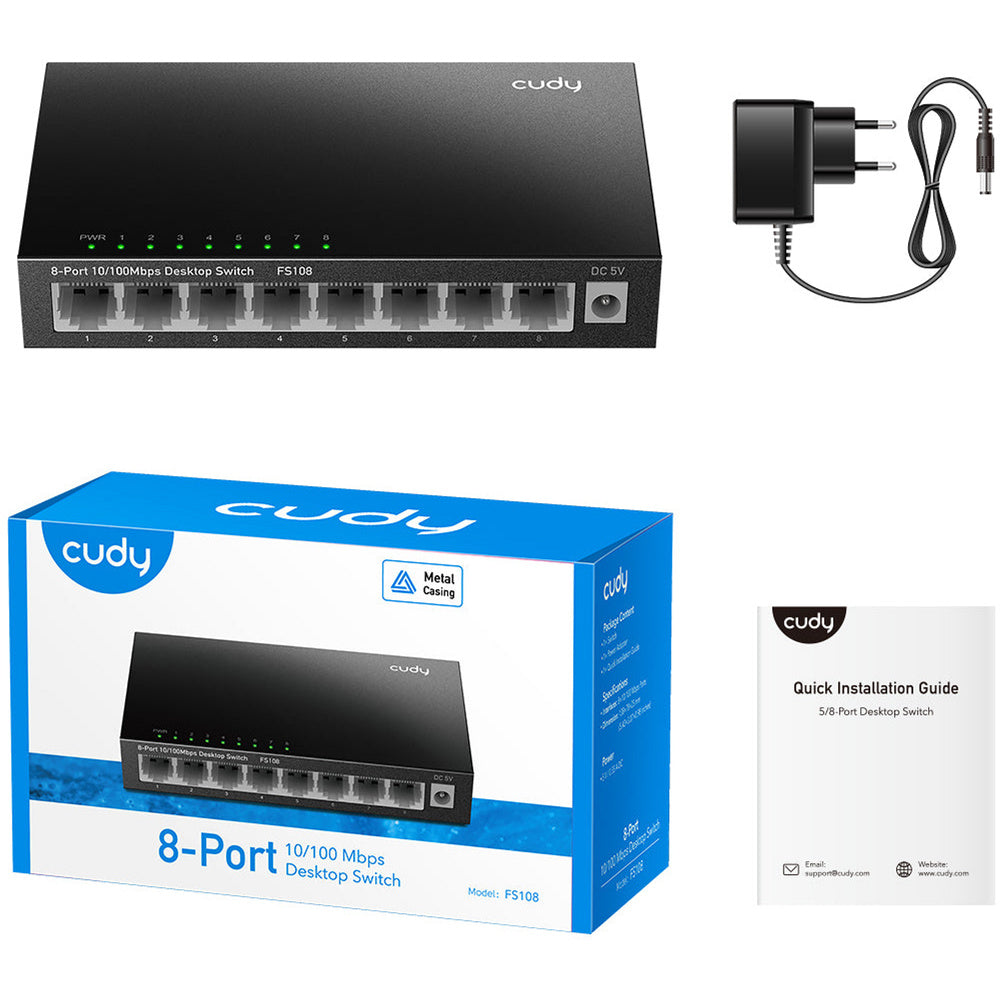 Cudy 8-ports 10 100 mbps desktop switch (sort)