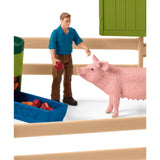 Schleich gårdverden - stor stald, gul spillefigur