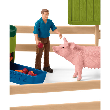 Schleich gårdverden - stor stald, gul spillefigur