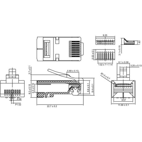 Goobay rj45 stik, cat 5e stp stik (grå, 10 stk.)