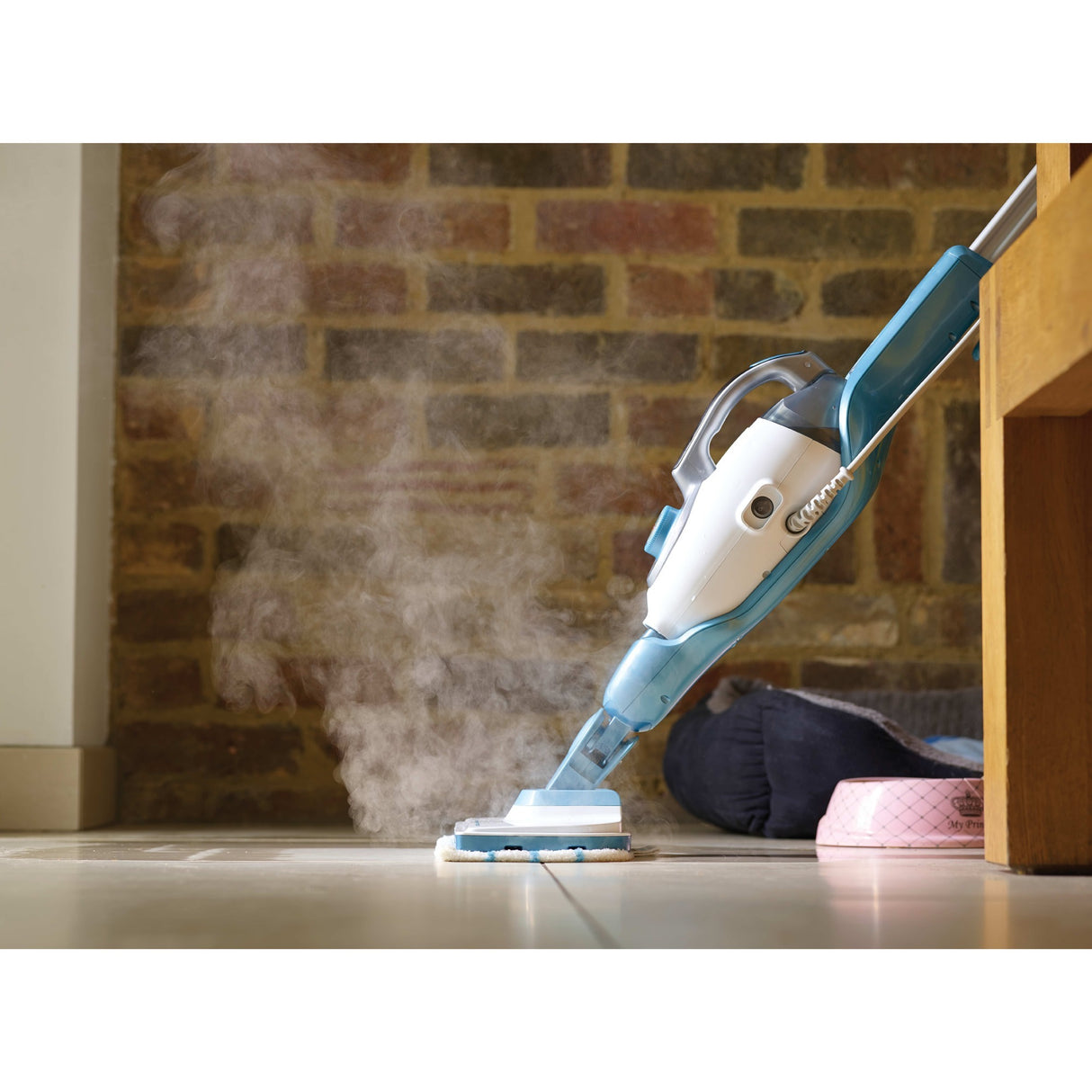 Black+decker fsmh1321 1600w dampmoppe med 6 tilbehør damprenser (hvid blå-grå)