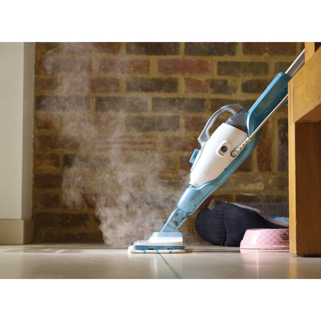 Black+decker fsmh1321 1600w dampmoppe med 6 tilbehør damprenser (hvid blå-grå)
