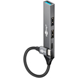 Goobay slim USB-hub med 4 porte, USB-C til USB-C USB-A, 5 Gbit s (lysegrå)
