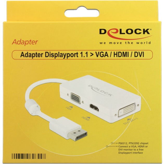 Delock displayport > vga hdmi dvi-adapter (hvid, 0,16 meter)