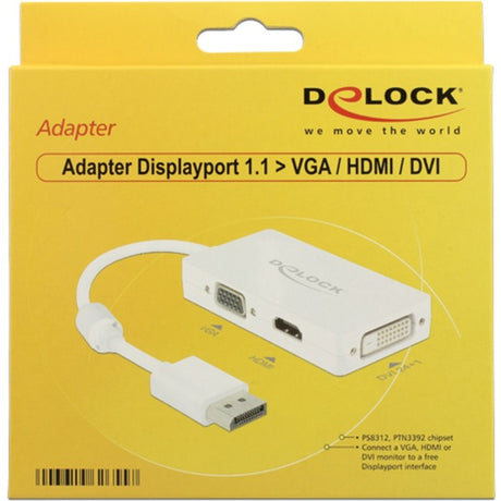 Delock displayport > vga hdmi dvi-adapter (hvid, 0,16 meter)