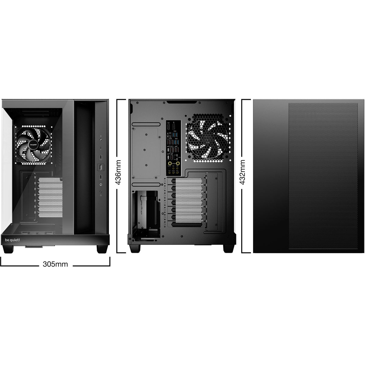 Vær stille! lys base 500 midi tårnhus (sort | 2x USB-A | 1x USB-C | RGB | vindue)