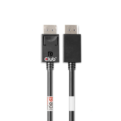 Club 3D DisplayPort 2.1 Vesa DP80 certificeret kabel han-han (sort, 1,6 meter, 8K 240Hz, 10K 60Hz, 80Gbps)