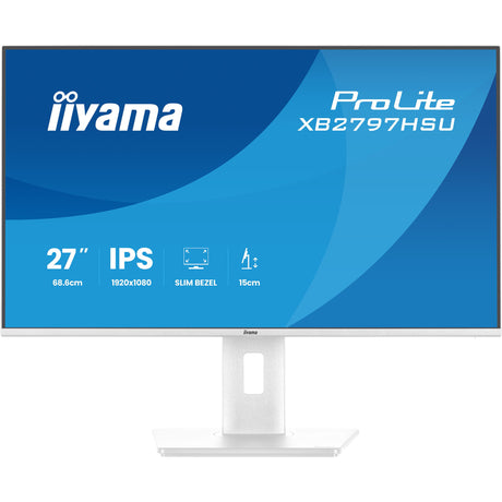 Iiyama prolite xb2797hsu-w1 27 skærm (hvid (mat), 120 Hz, HDMI, skærmport, USB, lyd)
