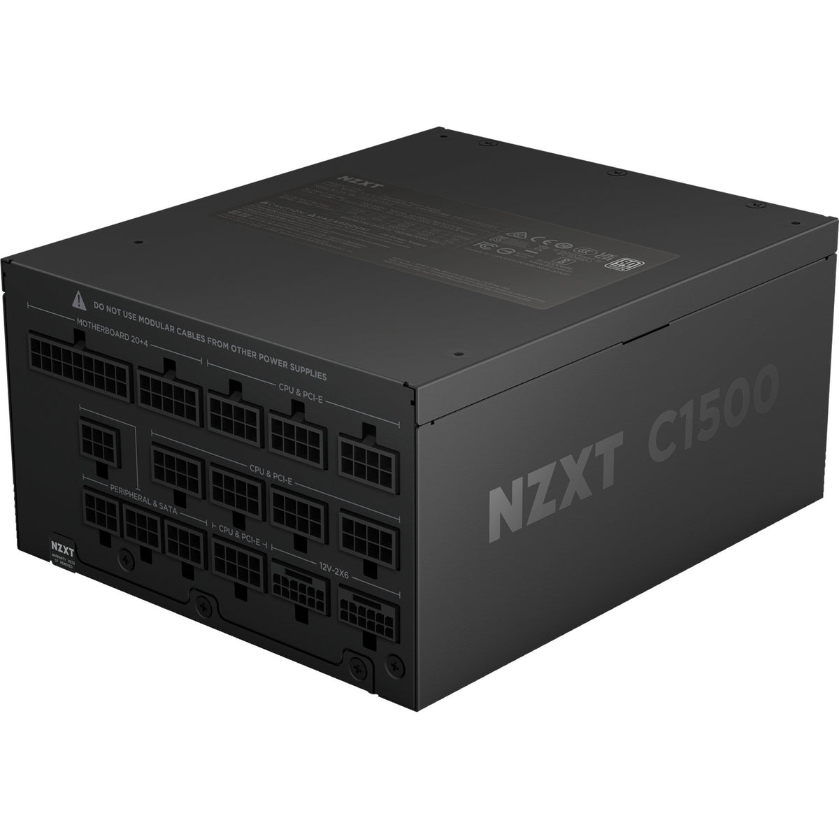 Nzxt c1500 platinum modulær 1500 watt strømforsyning (sort, 2x 12v-2x6, 6x pcie)