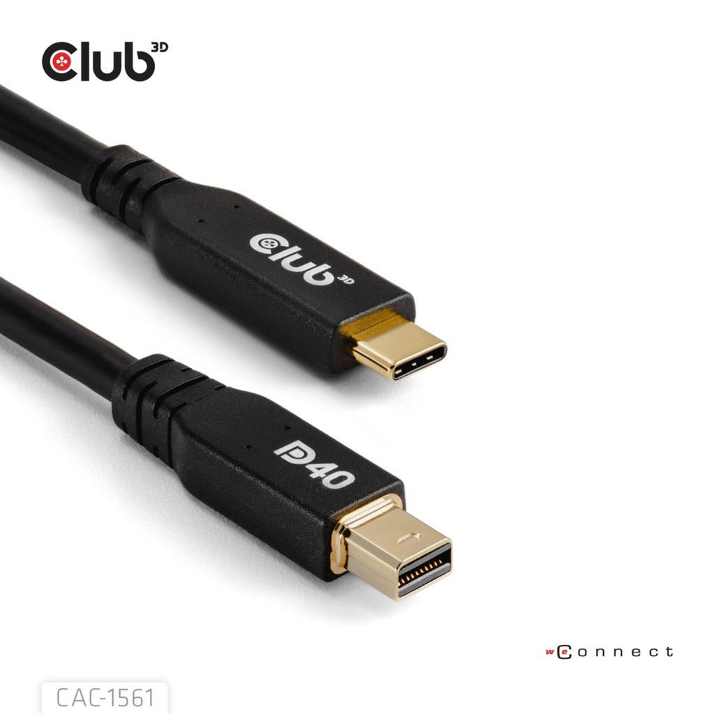 Club 3D USB-C til Mini DisplayPort DP40 tovejsadapter (sort, 2 meter, Vesa-certificeret)